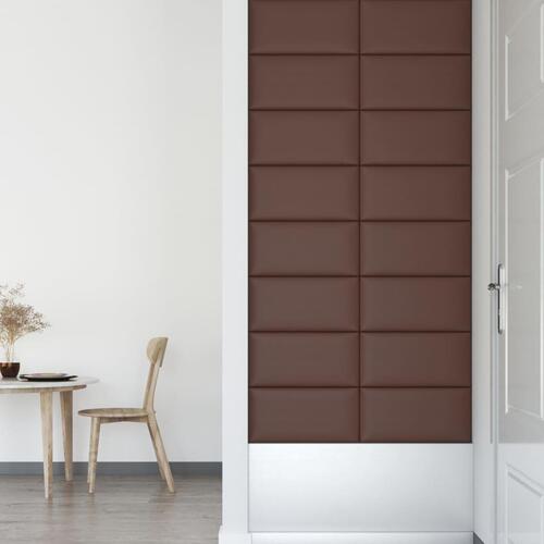 Vægpaneler 12 stk. 60x30 cm 2,16 m² kunstlæder brun