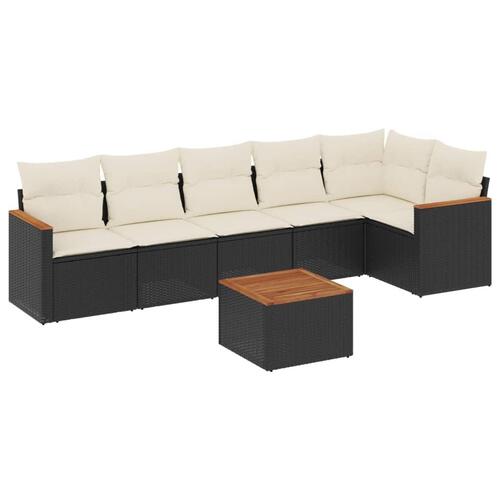 Sofasæt til haven 7 dele med hynder polyrattan sort