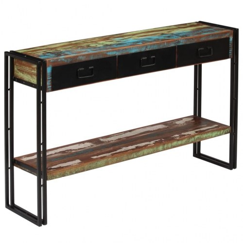 Konsolbord 120x30x76 cm massivt genbrugstræ