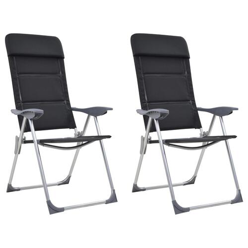 Campingstole 2 stk. aluminium 58 x 69 x 111 cm sort