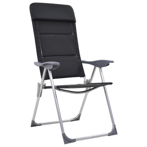 Campingstole 2 stk. aluminium 58 x 69 x 111 cm sort