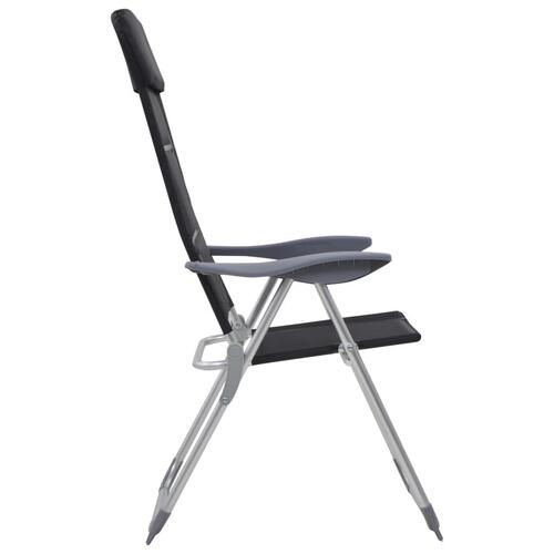 Campingstole 2 stk. aluminium 58 x 69 x 111 cm sort