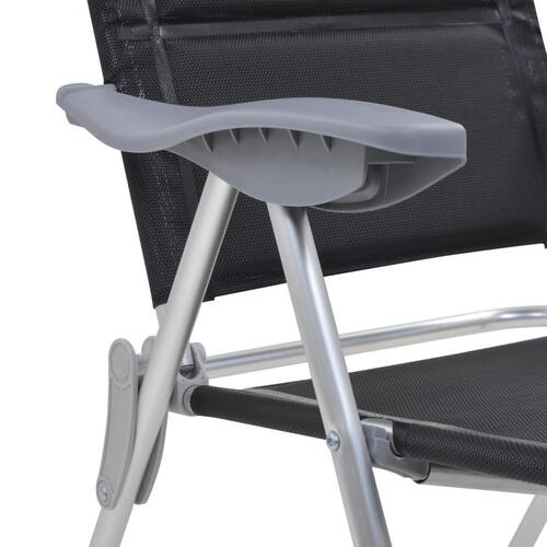 Campingstole 2 stk. aluminium 58 x 69 x 111 cm sort