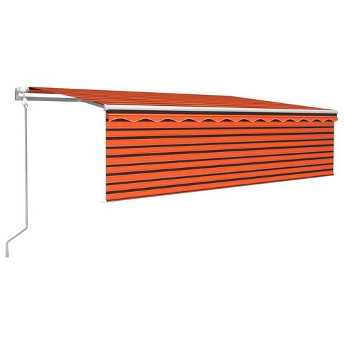 Markise m. gardin+LED+vindsensor 5x3 m automatisk orange/brun