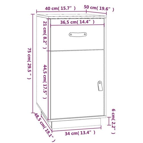 Skrivebordsskab 40x50x75 cm massivt fyrretræ grå