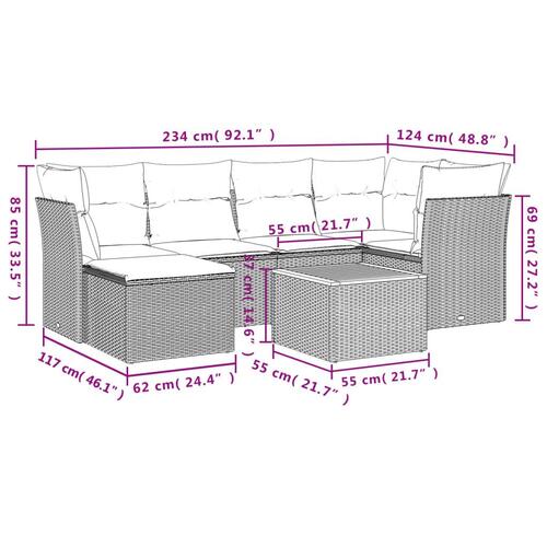 Sofasæt til haven 7 dele med hynder polyrattan sort