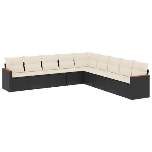 Sofasæt til haven 9 dele med hynder polyrattan sort