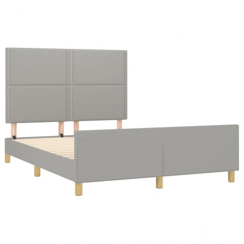 Sengeramme med justerbar sengegavl 140x190 cm - stof, lysegrå