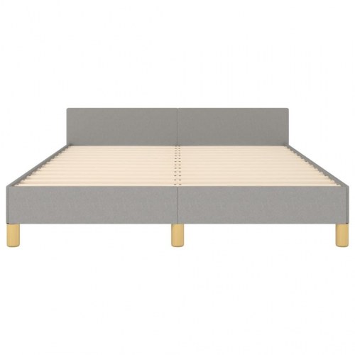 Sengeramme med justerbar sengegavl 140x190 cm - stof, lysegrå