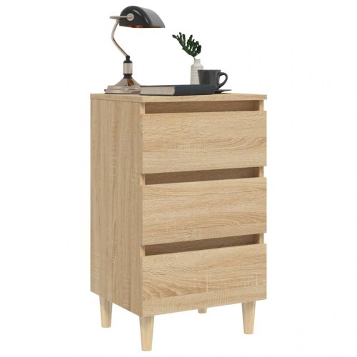 Sengeskabe m. massive træben 2 stk. 40x35x69 cm sonoma-eg