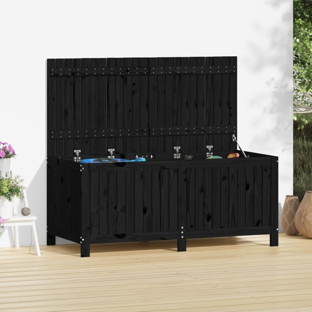 Opbevaringskasse til haven 147x68x64 cm massivt fyrretræ sort