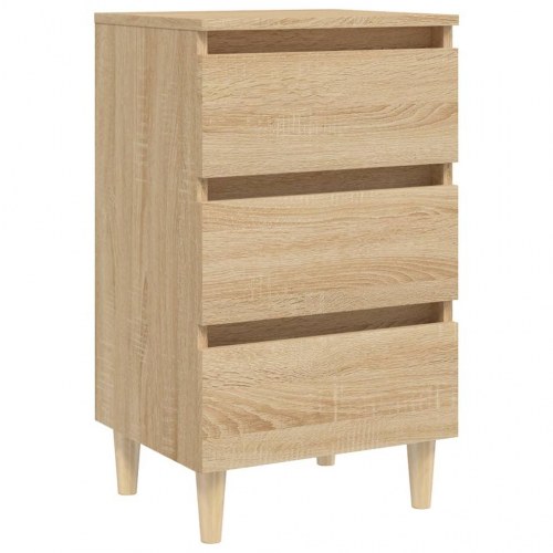 Sengeskabe m. massive træben 2 stk. 40x35x69 cm sonoma-eg