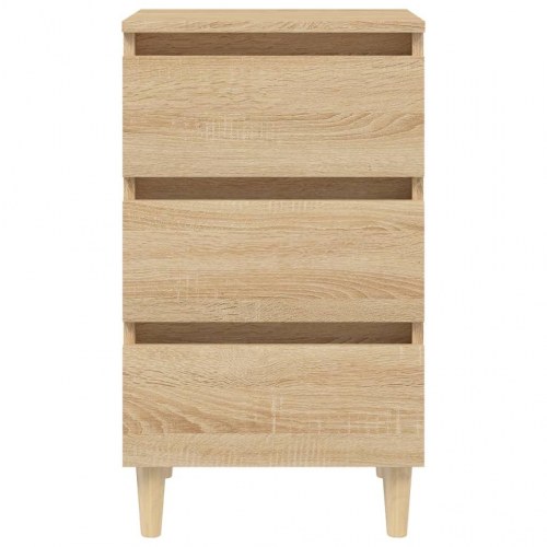 Sengeskabe m. massive træben 2 stk. 40x35x69 cm sonoma-eg