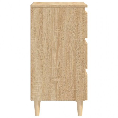 Sengeskabe m. massive træben 2 stk. 40x35x69 cm sonoma-eg