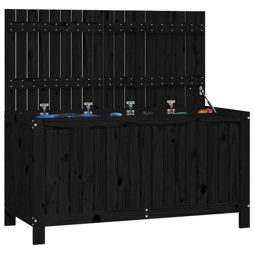 Opbevaringskasse til haven 147x68x64 cm massivt fyrretræ sort