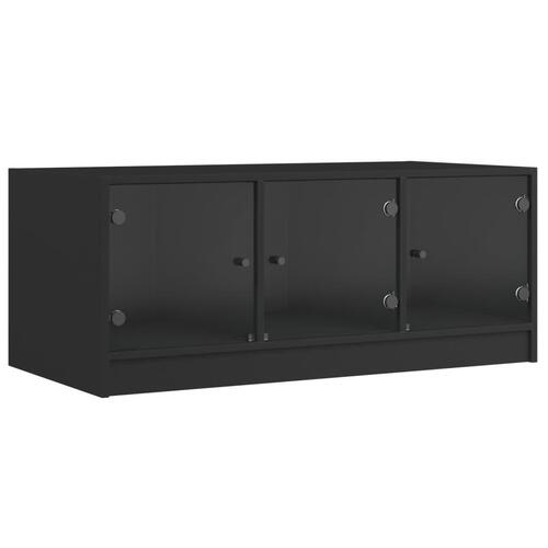 Sofabord med glaslåger 102x50x42 cm sort