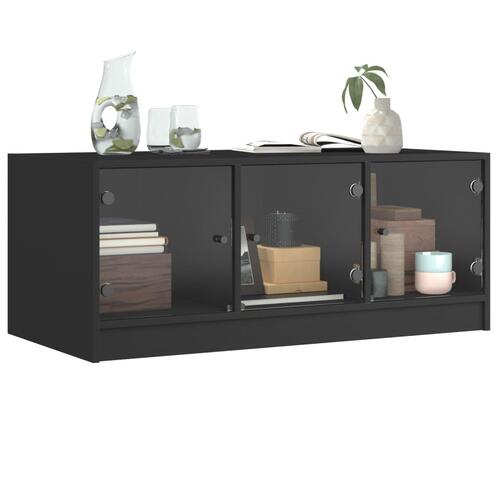 Sofabord med glaslåger 102x50x42 cm sort