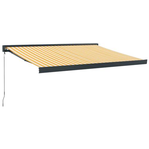 Foldemarkise manuel betjening 3,5x2,5 m stof aluminium gul hvid