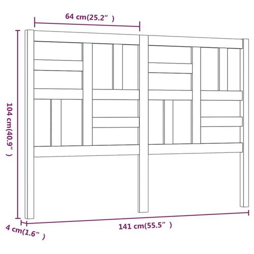 Sengegærde 141x4x104 cm massivt fyrretræ