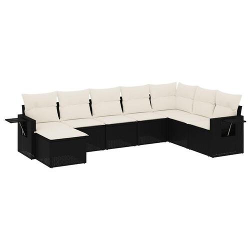 Sofasæt til haven 8 dele med hynder polyrattan sort