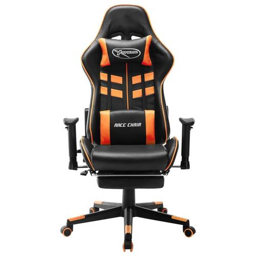 Gamingstol med fodstøtte kunstlæder sort og orange