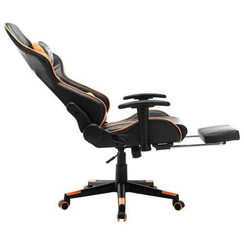 Gamingstol med fodstøtte kunstlæder sort og orange
