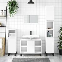 Badeværelsesskab 80x33x60 cm konstrueret træ hvid