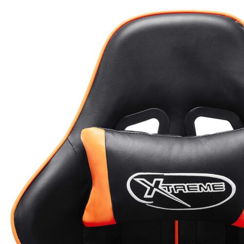 Gamingstol med fodstøtte kunstlæder sort og orange