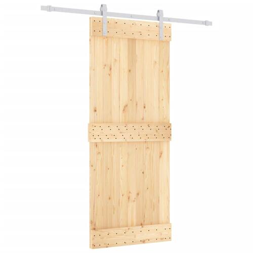 Skydedør med monteringssæt 85x210 cm massivt fyrretræ