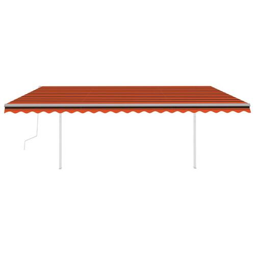 Markise m. LED-lys + vindsensor 5x3 m automatisk orange og brun