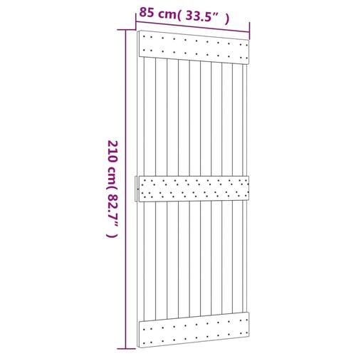 Skydedør med monteringssæt 85x210 cm massivt fyrretræ