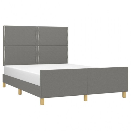 Sengeramme med sengegavl 140x190 cm - stof, mørkegrå