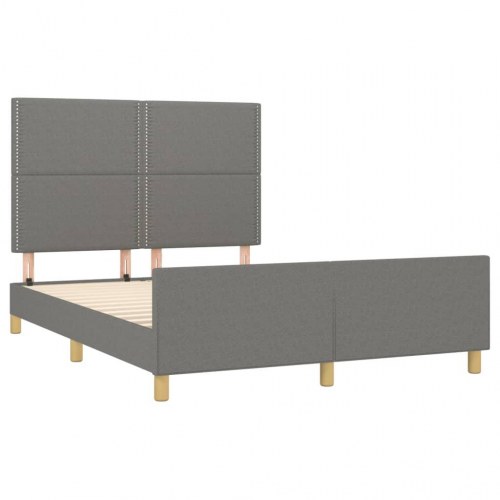 Sengeramme med sengegavl 140x190 cm - stof, mørkegrå