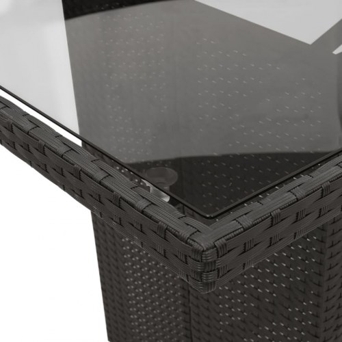 Spisebordssæt til haven 7 dele med hynder polyrattan sort