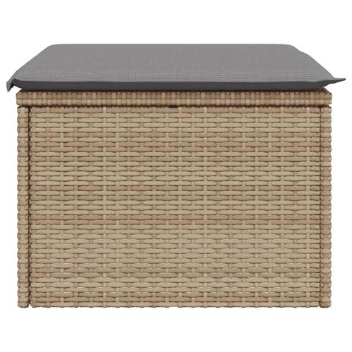 Haveskammel med hynde 55x55x37 cm polyrattan beige