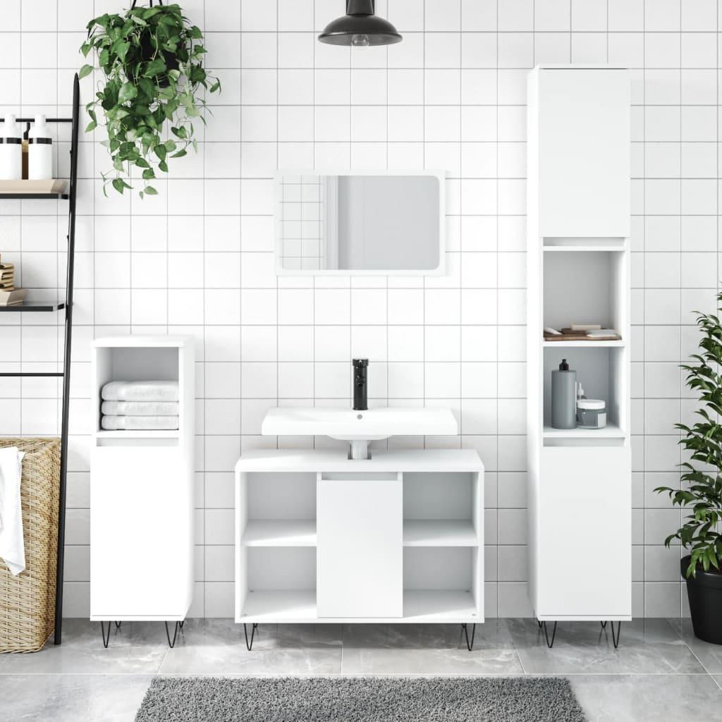 Badeværelsesskab 80x33x60 cm konstrueret træ hvid