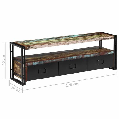 Tv-skab 120x30x40 cm massivt genbrugstræ