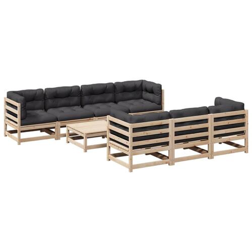 Sofasæt til haven 8 dele med hynder massivt fyrretræ
