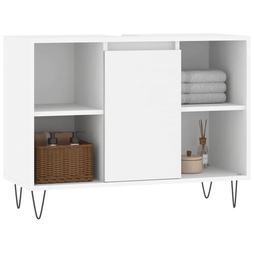 Badeværelsesskab 80x33x60 cm konstrueret træ hvid