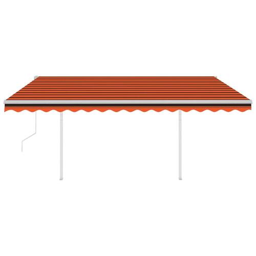 Markise m. LED + vindsensor 4,5x3,5 m automatisk orange og brun