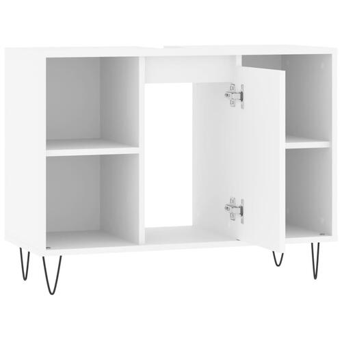 Badeværelsesskab 80x33x60 cm konstrueret træ hvid