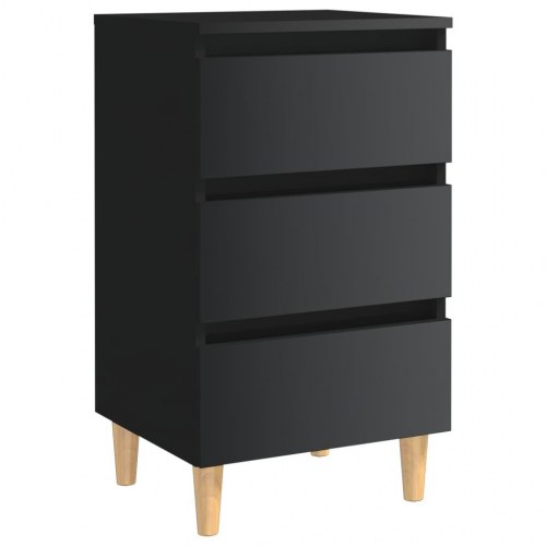 Sengeskabe m. massive ben 2 stk. 40x35x69 cm sort højglans