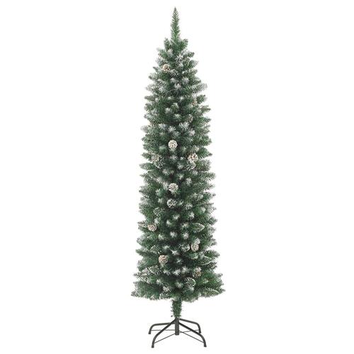 Kunstigt smalt juletræ med juletræsfod 210 cm PVC