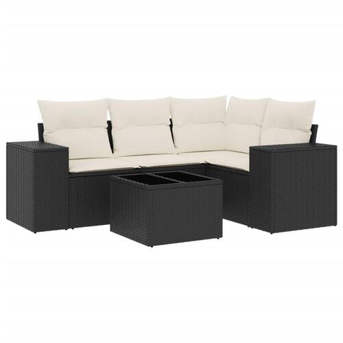 Sofasæt til haven 5 dele med hynder polyrattan sort