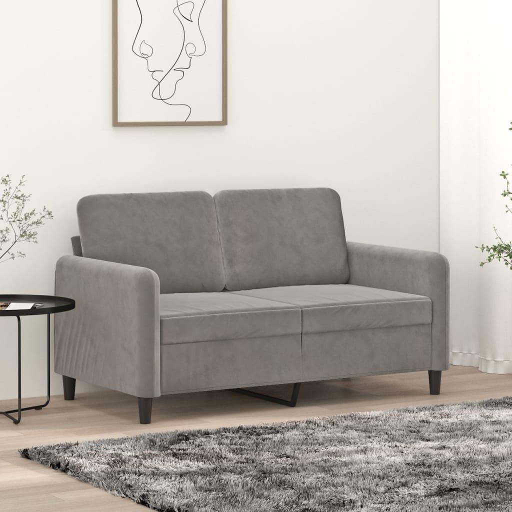 2-personers sofa 120 cm velour lysegrå