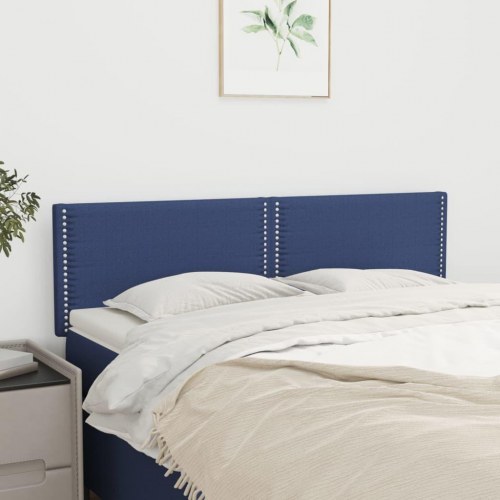 Sengegavl i stof med nitter 144×5×78/88 cm - blå