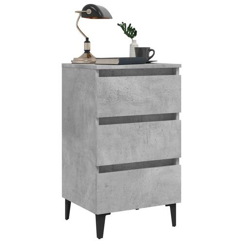 Sengeskabe m. metalben 2 stk. 40x35x69 cm betongrå
