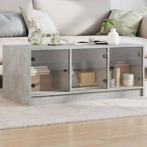 Sofabord med glaslåger 102x50x42 cm betongrå