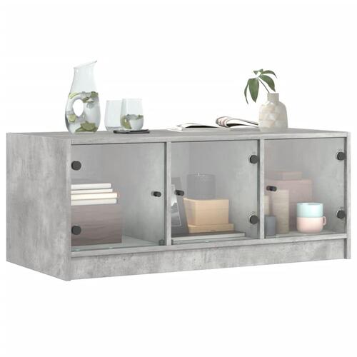 Sofabord med glaslåger 102x50x42 cm betongrå