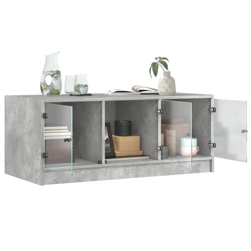 Sofabord med glaslåger 102x50x42 cm betongrå